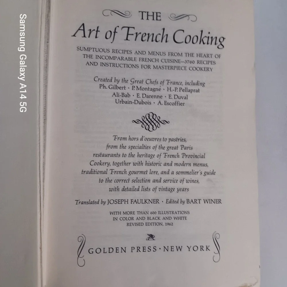 THE ART OF FRENCH COOKING Cookbook Vintage 1962 Golden Press Recipes Hardcover